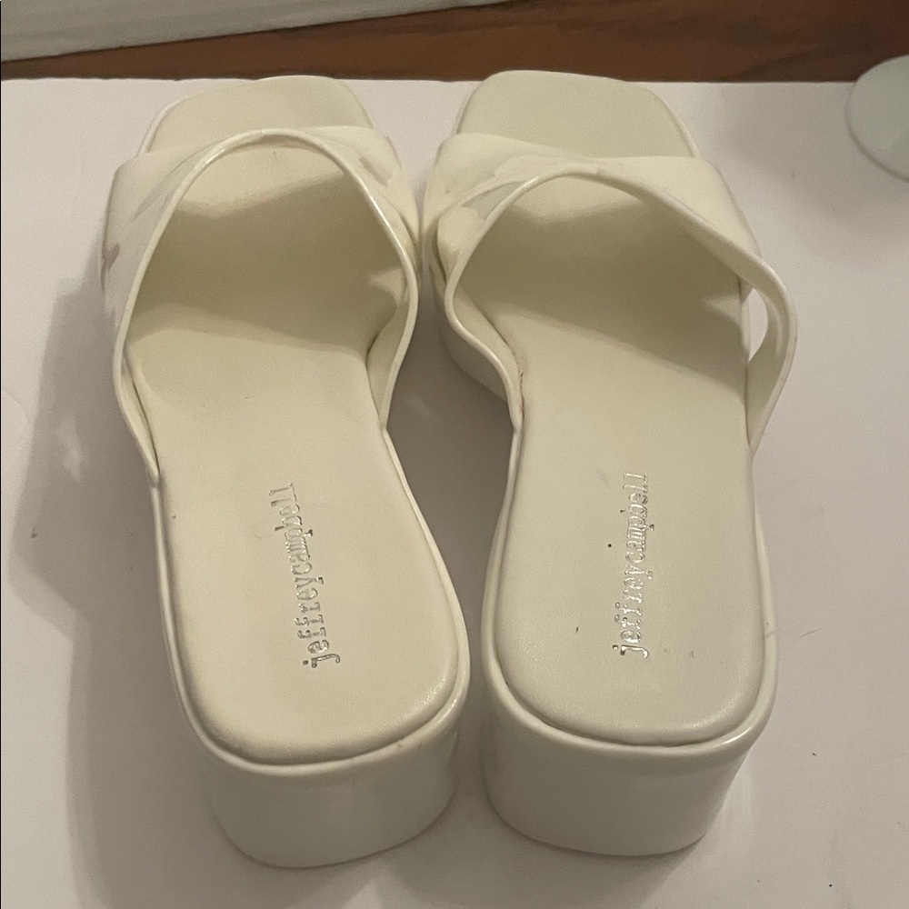 Jeffrey Campbell Cream Platform Mules Sandals - Picture 5 of 13